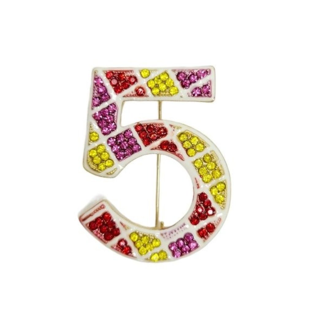 No 5 Coco Paris Chic Blogger Rhinestone Pin Brooch 26$